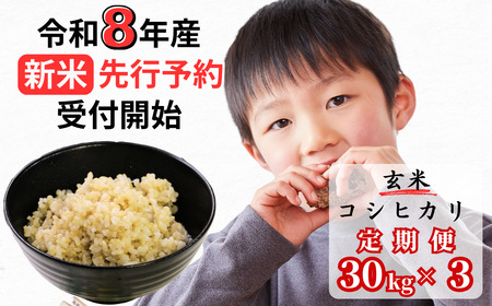 【令和8年産新米・先行予約】【3回定期便】あわくら源流米 コシヒカリ 玄米 30kg｜西粟倉村産・昼夜寒暖差が育む甘み｜ふるさと納税 K-ad-BFZA 24,500円