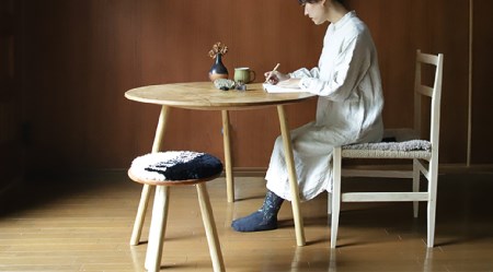 残糸ウールノッティング織 椅子敷き-白ネコ P-UY-A11A | 岡山県西粟倉