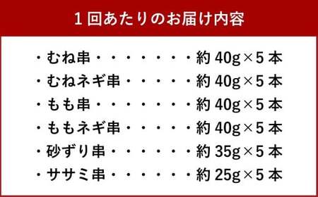 《3ヶ月定期便》 『京鴨』串6種バーベキューセット(約1.1kg) / むね串 むねネギ串 もも串 ももネギ串 砂ずり串 ササミ串