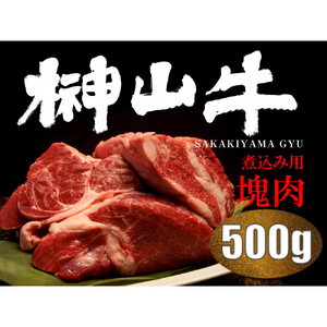 【訳アリ】 超希少黒毛和牛「榊山牛」煮込み用ブロック肉 500g  ビーフシチュー・ビーフカレー・赤ワイン煮等  美食  訳ありグルメ