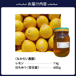 非加熱・純粋はちみつ】山の花々からとれた濃厚な甘さの百花蜜600g＆【栽培期間中防腐剤・農薬・ワックス・不使用】酸っぱいだけじゃない！甘みも感じるレモン1キロセット  | 広島県呉市 | ふるさと納税サイト「ふるなび」