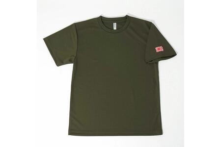 Tシャツ【左腕 軍艦旗】自衛隊グッズ ワンポイント 旭日旗　オリーブグリーン　Lサイズ ku091-081-l-r