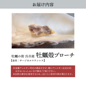 牡蠣の街 呉市産 牡蠣殻 ブローチ【oyster shell jewelry】シンプル かわいい 可愛い 金属アレルギー 対応 サージカルステンレス アクセサリー ジュエリー 贈り物 ギフト プレゼント 送料無料 広島県 呉市