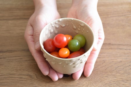 いっちん文様 陶器製 そば猪口 柔らか亜麻色 2個セット 食器 陶器 器 小鉢 おちょこ 手づくり 焼き物 おしゃれ 広島県 呉市