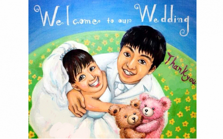 【風のアトリエ】《水彩》ウエルカムボード(手描き・キャンバス) 結婚式 ウエディング 記念 絵画 インテリア 200001