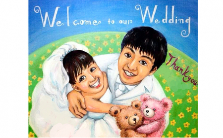 【風のアトリエ】《水彩》ウエルカムボード（手描き・キャンバス） 結婚式 ウエディング 記念 絵画 インテリア 200002