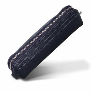 革工房いんのしま 牛革ファスナーペンケース5本挿し【色:ネイビー】