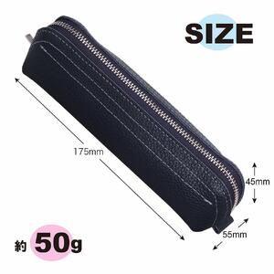 革工房いんのしま 牛革ファスナーペンケース5本挿し【色:ネイビー】