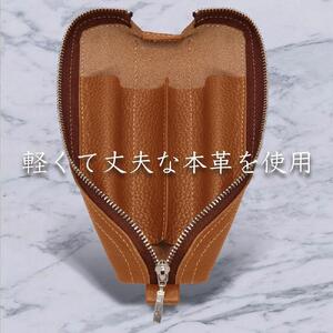 革工房いんのしま 牛革ファスナーペンケース3本挿し【色:キャメル】