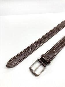 革工房いんのしま 牛革盛上太番手ステッチ内側飾りステッチベルト【色：チョコ】M寸