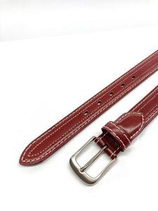 革工房いんのしま 牛革盛上太番手ステッチ内側飾りステッチベルト【色：ボルドー】M寸
