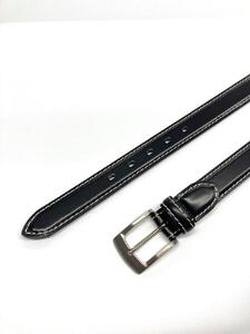 革工房いんのしま 牛革盛上太番手ステッチベルト【色：ブラック】M寸