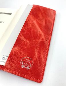 革工房いんのしま シワが楽しめる牛革ブックカバー新書本サイズ(色：赤)