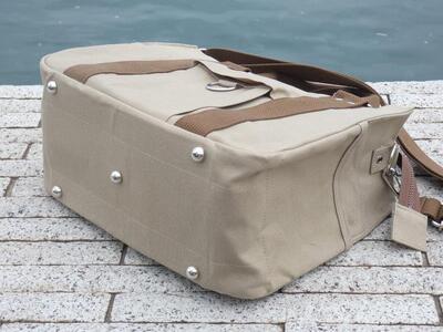 miniーKOGU (A4・ファスナー開閉）カーキ／茶　2WAY［尾道 帆布鞄 彩工房］