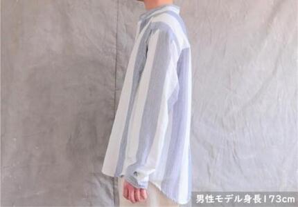 スタンドカラー オーガニックコットンダブルガーゼ・ユニセックスシャツ　Mサイズ／白