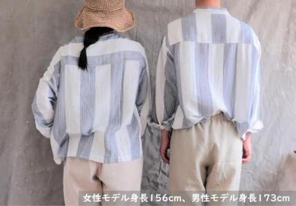 襟付き オーガニックコットン100％ダブルガーゼ・ユニセックスシャツ　Mサイズ／白