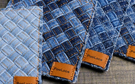 コースター デニム加工職人の手仕事から生まれた『デニムループ スクエアコースター』 (市松)  [BADK014]