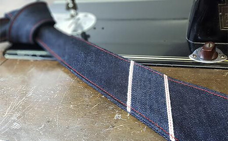 ネクタイ マリンブルー／ホワイトステッチ [BAAF025] デニムネクタイ