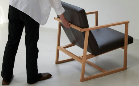 椅子（ダークブラウン）ラウンジナチュラルレザー製 [BABV014] 椅子