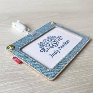 【ライトブルー】福山デニムとジビエレザーの名札カードケース [BAAN007] レザー