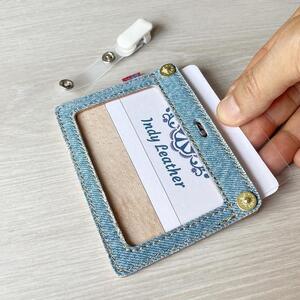 【ライトブルー】福山デニムとジビエレザーの名札カードケース [BAAN007] レザー