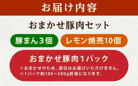 惣菜 豚まん・瀬戸田のレモン焼売・おまかせ豚肉セット 各1パック（180g-280g） [BABT001]