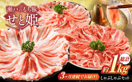 【全3回定期便】「瀬戸のもち豚せと姫」しゃぶしゃぶセット (ロース・肩ロース・バラ) 約1kg   [BAER038]豚肉