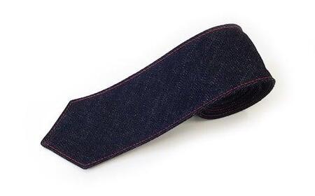 ネクタイ  せとうちブルー／レッドステッチ [BAAF016] デニムネクタイ