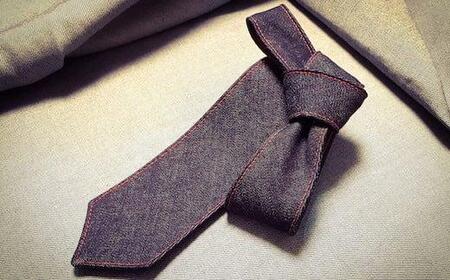 ネクタイ  せとうちブルー／レッドステッチ [BAAF016] デニムネクタイ