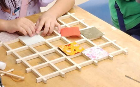 インテリア 格子額キット（白木） [BAEM012] 写真入れ ポストカード はがき 木製 壁掛け 手作り