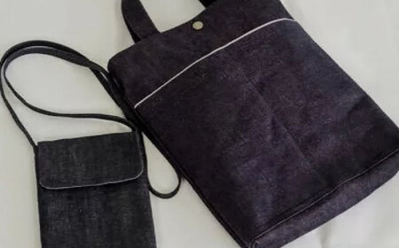デニムのA4トートバッグ＆スマホポーチ[APAW002] バッグ