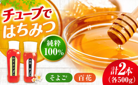 はちみつ チューブ2本セット（百花・そよご）各500g [APBO004] はちみつ