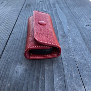 広島ジビエレザー鹿革コンパクトキーケース【03レッド】
