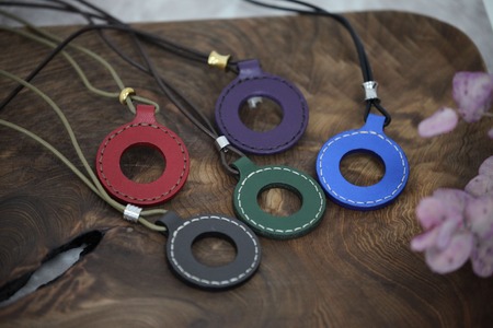 レザーグラスホルダー(ステッチ有）青