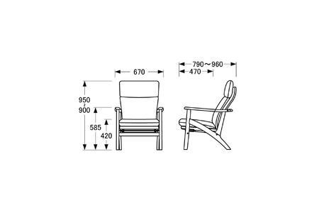 【浜本工芸】ナラ無垢フレーム No.8004リクライニングチェア