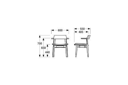 【浜本工芸】オーク無垢 ショートアームチェア DA-4908 張座タイプ