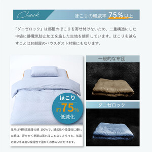 防ダニ ベッドシーツ セミダブル 120×200×25cm【サックスブルー】