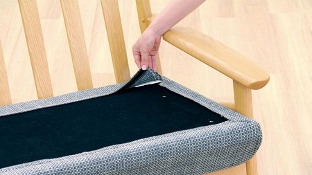 ★北海道・沖縄・離島配送不可★浜本工芸　2Pソファ　塗装色ナチュラル／張地　布・クレオGR（グレー）L-3904［117］