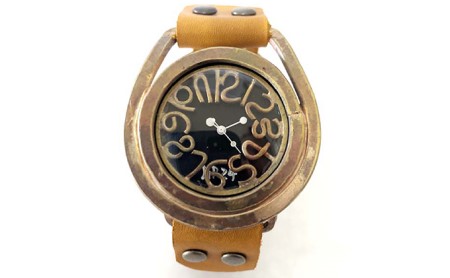 HR24の手作り時計　B（男女兼用）黄茶 ファッション小物 雑貨 日用品 