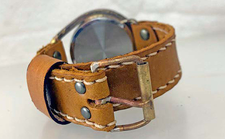 HR24の手作り時計　B（男女兼用）黄茶 ファッション小物 雑貨 日用品 