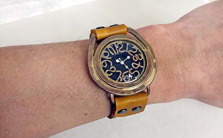 HR24の手作り時計　B（男女兼用）黄茶 ファッション小物 雑貨 日用品 