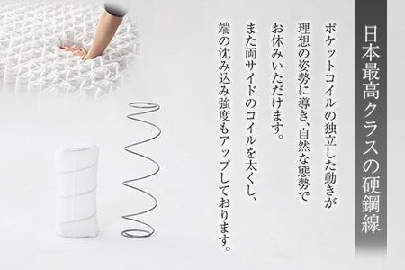 マットレス （クイーン） 夜香 プレミアム2 国産 ポケットコイル ベッド 寝具 インテリア 家具 高反発 プロファイル ウレタン ポケットコイルマットレス 圧縮梱包 両面仕様_CH041_092