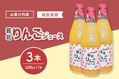 りんごジュース 芸北りんご 槇原農園 果汁100% ストレートジュース 1,000ml  3本_MA077_004
