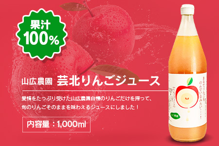 りんごジュース 芸北りんご 山広農園 果汁100% ストレートジュース 1,000ml  2本_YA023_005