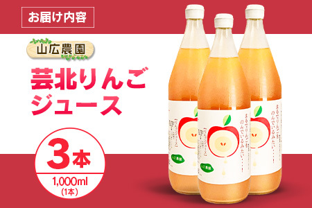 りんごジュース 芸北りんご 山広農園 果汁100% ストレートジュース 1,000ml  3本_YA023_002