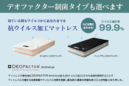 マットレス シングル 咲夜レアル 抗ウイルス加工 衛生タイプ 源ベッド ポケットコイル 6.7インチ 選べる3種の寝心地 デオファクター deofactor 圧縮梱包 制菌加工 抗かび加工 両面仕様_CH041_RDsg
