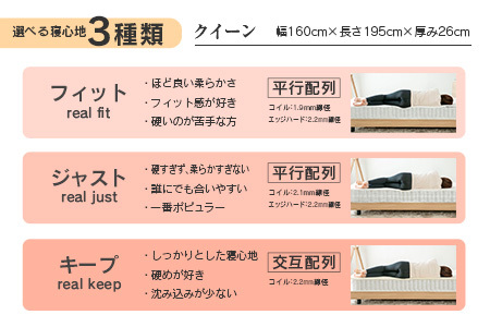 マットレス クイーン 咲夜レアル 源ベッド ポケットコイル 6.7インチ 選べる3種の寝心地 圧縮梱包 両面仕様_CH041_Rqn