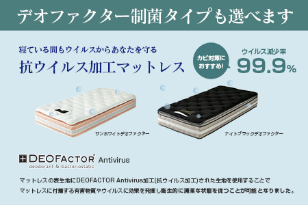 マットレス セミダブル 咲夜No Way! 抗ウイルス加工 衛生タイプ 源ベッド ポケットコイル 6.7インチ ピロートップ仕様 選べる2種の寝心地 圧縮梱包_CH041_NDsd