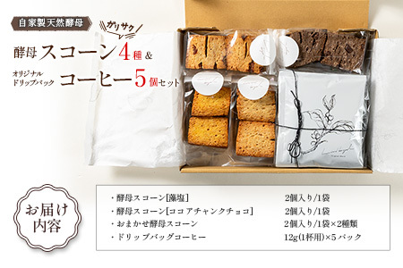 ガリサク酵母スコーン4種&オリジナルドリップバッグコーヒー5個セット　LI053_002
