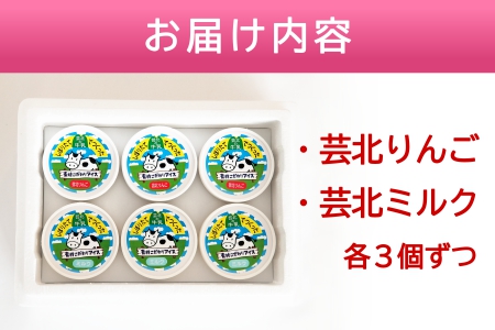 芸北ドルチェ　★オススメ2種類★ 芸北ミルク・芸北りんごシャーベット アイスクリームセット(2種×3個)　GE007_003